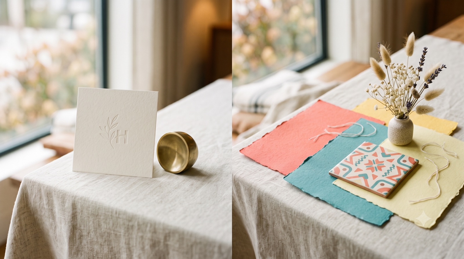Quiet luxury materials contrasted with characterful boutique textures on one table